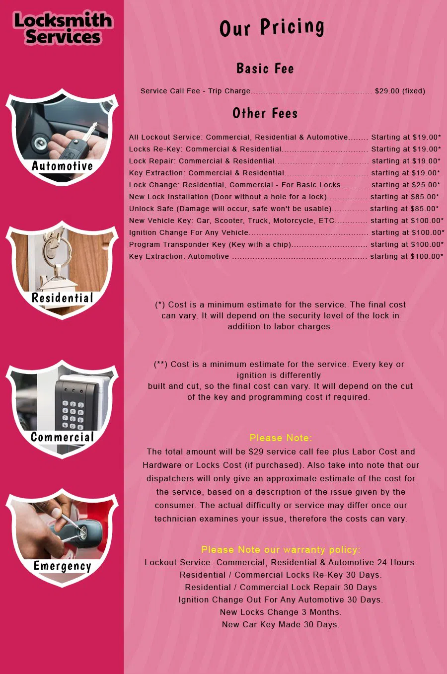 Fair Haven NJ Locksmith Store Fair Haven, NJ 732-825-6007 - price-list-c-18